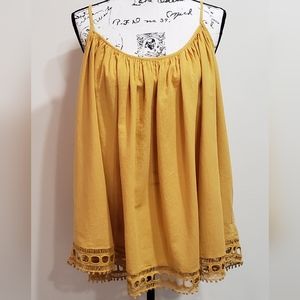 Lane Bryant Sleeveless Tank W/ Crochet Trim & Strappy Back Detail